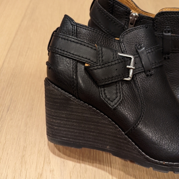 Black Leather Wedge Ankle Boots Sperry Gold Cup - Picture 5 of 10